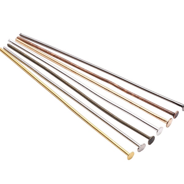 200Pcs Head Pins, 15mm 20mm 25mm 30mm 35mm 40mm 45mm 50mm, 7 Colors Headpins, Flat Head Pins For Jewelry Making DIY Findings Supplies