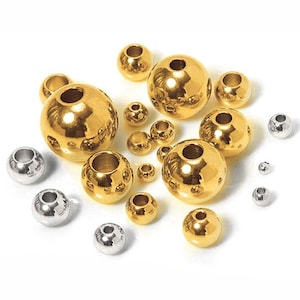 3mm 4mm 5mm 6mm Stainless Steel Spacer Beads, Gold Ball Beads Jewelry Findings Wholesale Supplies