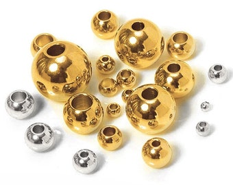 3mm 4mm 5mm 6mm Stainless Steel Spacer Beads, Gold Ball Beads Jewelry Findings Wholesale Supplies