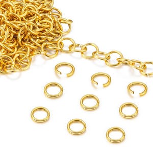 100Pcs 3.5 Stainless Steel Jump Rings, DIY Jewelry Findings Open Jump Rings for jewelry making, Gold Jump Rings