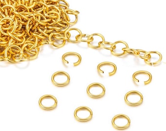 100 Stück 3.5 Edelstahl Biegeringe, DIY Schmuck Zubehör Öffnen Sie Biegeringe für die Schmuckherstellung, Gold Biegeringe