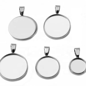 20Pcs 12mm 18mm 20mm 25mm Stainless Steel Cabochon Base Settings, Bezel Pendants, Cameo Setting Pendant Tray Jewelry Making