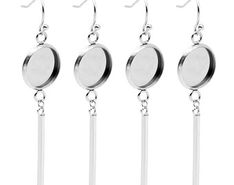 10Pcs 5 paires 8mm 10mm 12mm 14mm 16mm 18mm 20mm 25mm Base d’oreille en acier inoxydable, Base de boucle d’oreille, Crochet Boucles d’oreilles, Barstick Dangle Earring Base