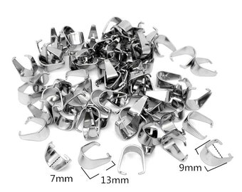 100pcs Stainless Steel Bails, Gold Pendant Pinch Bail Clasps, Necklace Hooks Clips Connector For DIY Jewelry Making Findings Accessories