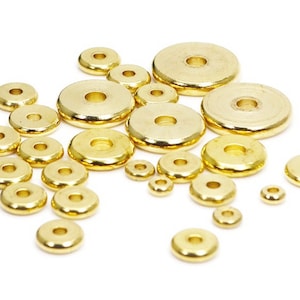 100pcs cuentas Heishi de latón crudo, 4 mm 5 mm 6 mm 8 mm 10 mm cuentas espaciadoras, cuentas de metal étnico, cuentas espaciadoras de latón, cuentas de color dorado