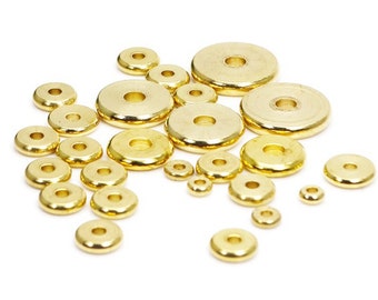 100Pcs Raw Brass Heishi Beads, 4mm 5mm 6mm 8mm 10mm Spacer Beads, Ethnic Metal Beads, Brass Spacer Beads, Golden Color Beads