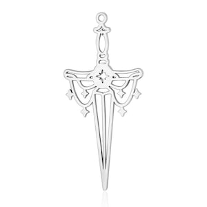 Stainless Steel Laser Cut Sword Pendant, Sword Charm, Silver Gold Stainless Steel Sword Charms, DIY Necklace Charms 45x21mm