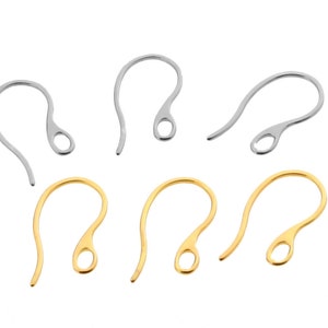20Pcs 316 Stainless Steel Ear Hooks, High Quality Gold Earring Hooks, French Ear Wire Hooks 21x12mm Jewelry Findings