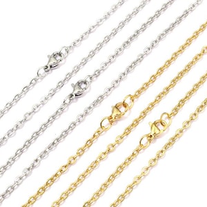 5Pcs 2x3mm Links Stainless Steel Chain, Gold Oval Chain with Clasp, Steel Necklace Chain, DIY Jewlery Findings 50cm