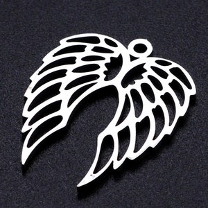 Stainless Steel Laser Cut Wing Pendant, Angel Wings Charm, Gold Feather Pendants, DIY Necklace Charms Jewelry Making