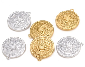 Stainless Steel Eye Pendant, Eye Charm, Evil Eye Pendants, Stainless Steel Eye Necklace Pendant, DIY Charm Supplies 18mm