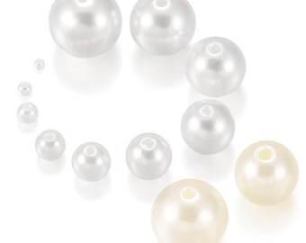 100/400Pcs 3mm 4mm up to 20mm Straight Hole Imitation Pearl Beads, Acrylic Pearl, Bracelet Round Beads For DIY Craft Jewelry Making Supplies
