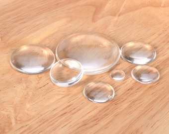 Clear Glass Cabochons 6/8/10/12/14/16/18/20/25/30mm Round Flat Back Glass Cabochon, High Quality Glass Domes for Making Rings, Earring