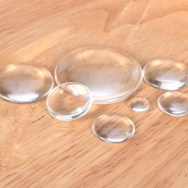 Clear Glass Cabochons 6/8/10/12/14/16/18/20/25/30mm Round Flat Back Glass Cabochon, High Quality Glass Domes for Making Rings, Earring