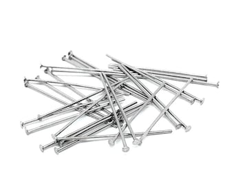 100Pcs 20/25/30/35/40/45/50/60/70mm Broches de tête en acier inoxydable, têtes en acier pour la fabrication de bijoux Fournitures de bricolage