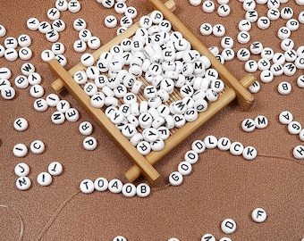 100/300/500Pcs 7mm Alphabets Acrylic Beads, A-Z Letter Beads, Necklace, Bracelet Round Beads For DIY Craft Jewelry Making