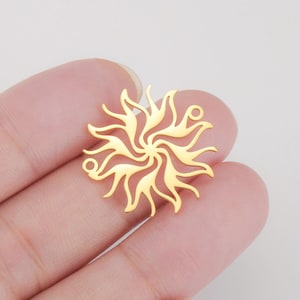 Stainless Steel Sun Pendant, Gold Sun Charms, Sun Necklace Pendant, Sun Earring Charm for Jewelry Findings Wholesale Supplies 25mm