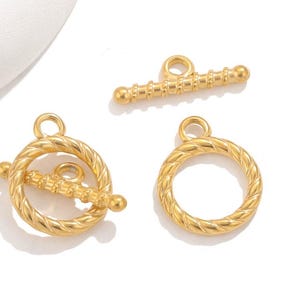 4 Sets Stainless Steel Toggles, Round Toggle, Gold Plated Bracelet Toggle, OT Toggles, Necklace Toggle Clasp, Jewelry Findings Supplies 15mm