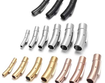 316 Stainless Steel Curve Clasp, Leather End Clasp, Bracelet Clasp, Round Tube Buckle Clasp for DIY Jewelry Making 2mm up to 8mm