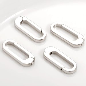 2/5Pcs Stainless Steel Carabiner Clasp, Oval Carabiner Lock Connector, Spring Gate Ring, Push Gate Clasp, Charm Holder Connector 7x18mm