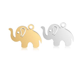10Pcs Stainless Steel Laser Cut Elephant Pendant, Elephant Charm, Gold Elephant Earring, DIY Necklace Charms Jewelry Making 15x10mm