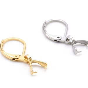 10Pcs 15x10mm 316L Stainless Steel Ear Hooks, Earring Hook with Bail, French Ear Hooks, Gold Ear Wires, Jewlery Findings Supplies