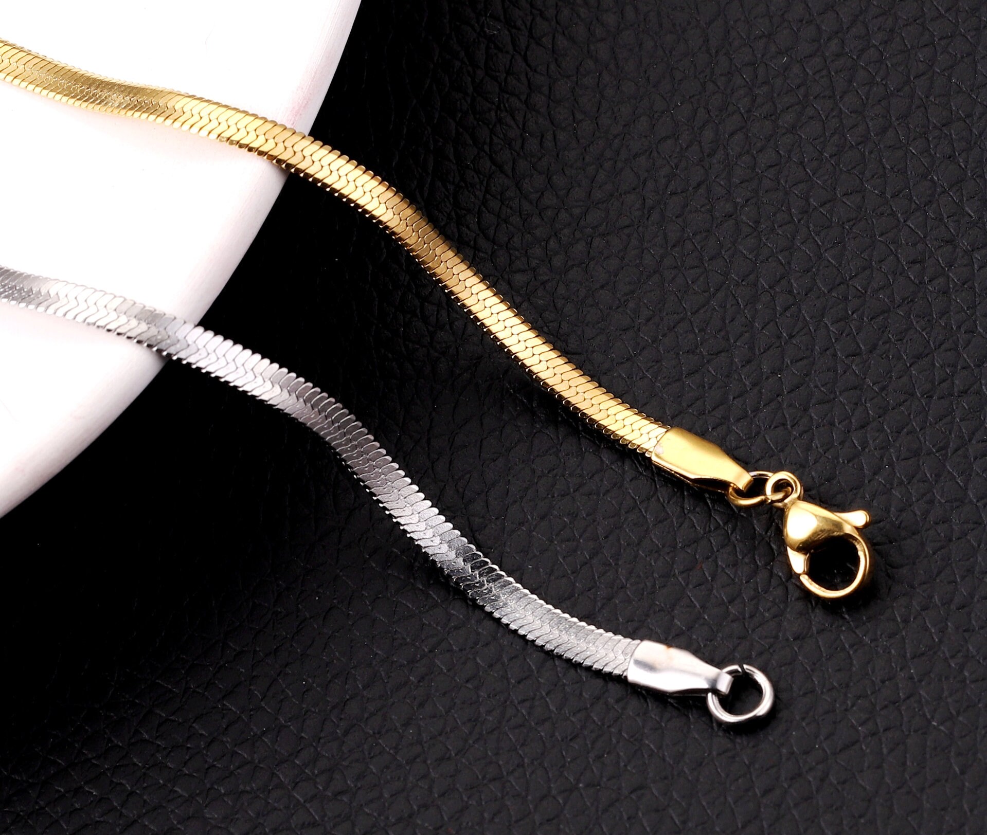 5pcs 2/3/4/5mm Stainless Steel Snake Chain With Clasp, Gold Chain With ...