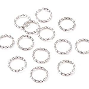 50Pcs 6mm 8mm 10mm Stainless Steel Jump Rings, Twisted Jump Rings, DIY Jewelry Findings, Open Jump Rings for Jewelry Making