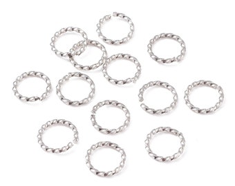 50Pcs 6mm 8mm 10mm Stainless Steel Jump Rings, Twisted Jump Rings, DIY Jewelry Findings, Open Jump Rings for Jewelry Making