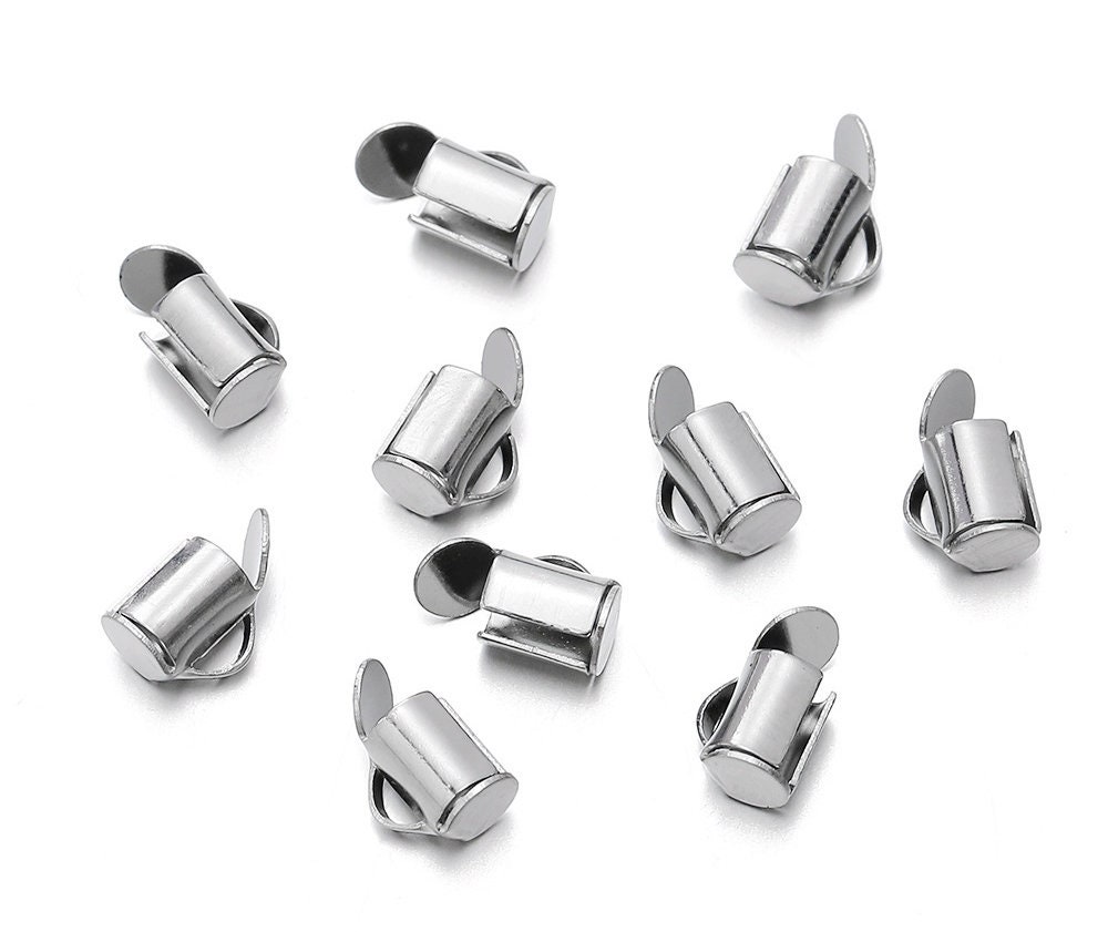 10pcs Stainless Steel Slide on End Clasp Tube Slider End Caps, Tube ...
