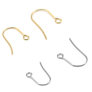 50pcs 18mm 316L Stainless Steel Ear Hooks, End Loop Earring Hook, Gold Ear Hooks, French Ear Wires, Jewlery Findings Supplies