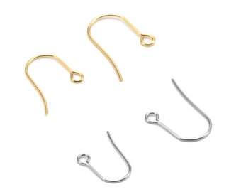 50pcs 16x10mm 316L Stainless Steel Ear Hooks, End Loop Earring Hook, Gold Ear Hooks, French Ear Wires, Jewlery Findings Supplies