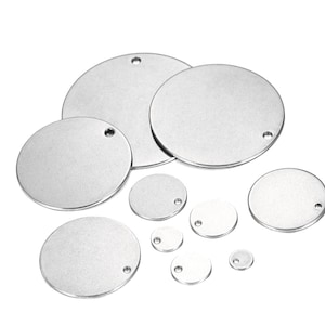 30Pcs 8mm 10mm 12mm 15mm 20mm 25mm 316 Stainless Steel Round Disc, One Hole Plate Charm, Flat dime beads, Steel Round Bracelet Charm