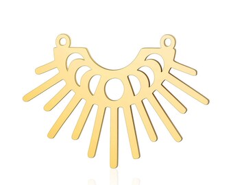 Stainless Steel Laser Cut Evil Eye Pendant, Eye Charm, Gold Sun Pendants, Moon Pendant, DIY Necklace Charms Jewelry Making 24x36mm