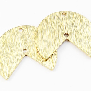 10Pcs Brass Semi Circle Charms, Raw Brass Textured Half Moon Pendant with 2 holes, Jewelry Making Supplies 17x20mm