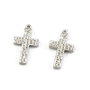 2Pcs Stainless Steel Cross Pendant, Cross Charm, Hammered Cross Necklace Pendants, DIY Earring Charms Jewelry Making 17x29mm