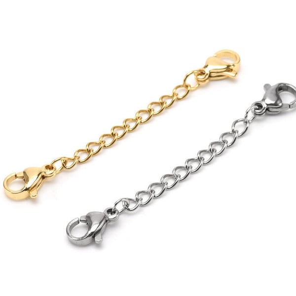 10Pcs 1 inch to 6 inches Stainless Steel Double Lobster Clasp Extension Chain, Necklace end Chain, Extender, Jewlery Findings Supplies