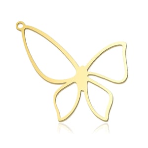 Stainless Steel Laser Cut Butterfly Charm, Hallow Butterfly Pendant, Gold Butterfly Earrings Findings Necklace Charms Jewelry Making 31x40mm