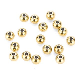 100Pcs 3mm 4mm 5mm 6mm 8mm 10mm Perles despacement en acier inoxydable, perles de boule dor, perles de boule noire Découvertes de bijoux Fournitures en gros image 3