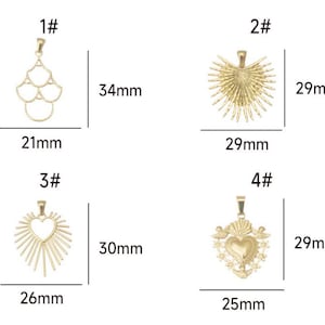 4 pendentifs soleil en acier inoxydable, breloques soleil, breloques coeur en plaqué or 18 carats, pendentifs de collier de forme géométrique en acier inoxydable, breloques DIY image 4