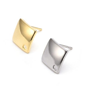 20pcs 10x10mm 316 Stainless Steel Square Studs, Blank Earring Stud, Square Steel Ear Posts, DIY Jewelry Making