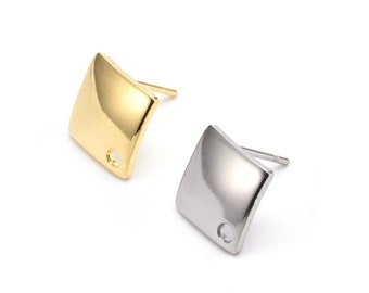 20pcs 10x10mm 316 Stainless Steel Square Studs, Blank Earring Stud, Square Steel Ear Posts, DIY Jewelry Making