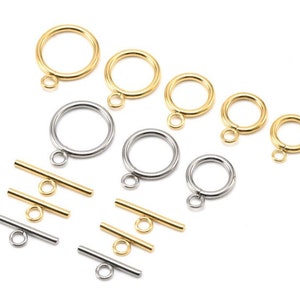 Stainless Steel Toggles, Round Toggle, Gold Plated Bracelet Toggle, OT Toggles, Necklace Toggle Clasp, Jewelry Findings Supplies