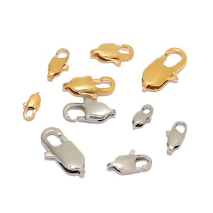 10pcs 9mm 11mm 13mm 15mm 18mm Stainless Steel Lobster Clasp Hooks for Necklace, Gold Lobster Clasp for DIY Fashion Jewelry Findings