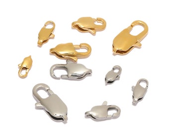 10pcs 9mm 11mm 13mm 15mm 18mm Stainless Steel Lobster Clasp Hooks for Necklace, Gold Lobster Clasp for DIY Fashion Jewelry Findings