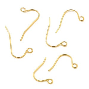 50Pcs 21mm 316L Stainless Steel Ear Hooks, End Loop Earring Hook, Gold Ear Hooks, French Ear Wires, Jewlery Findings Supplies