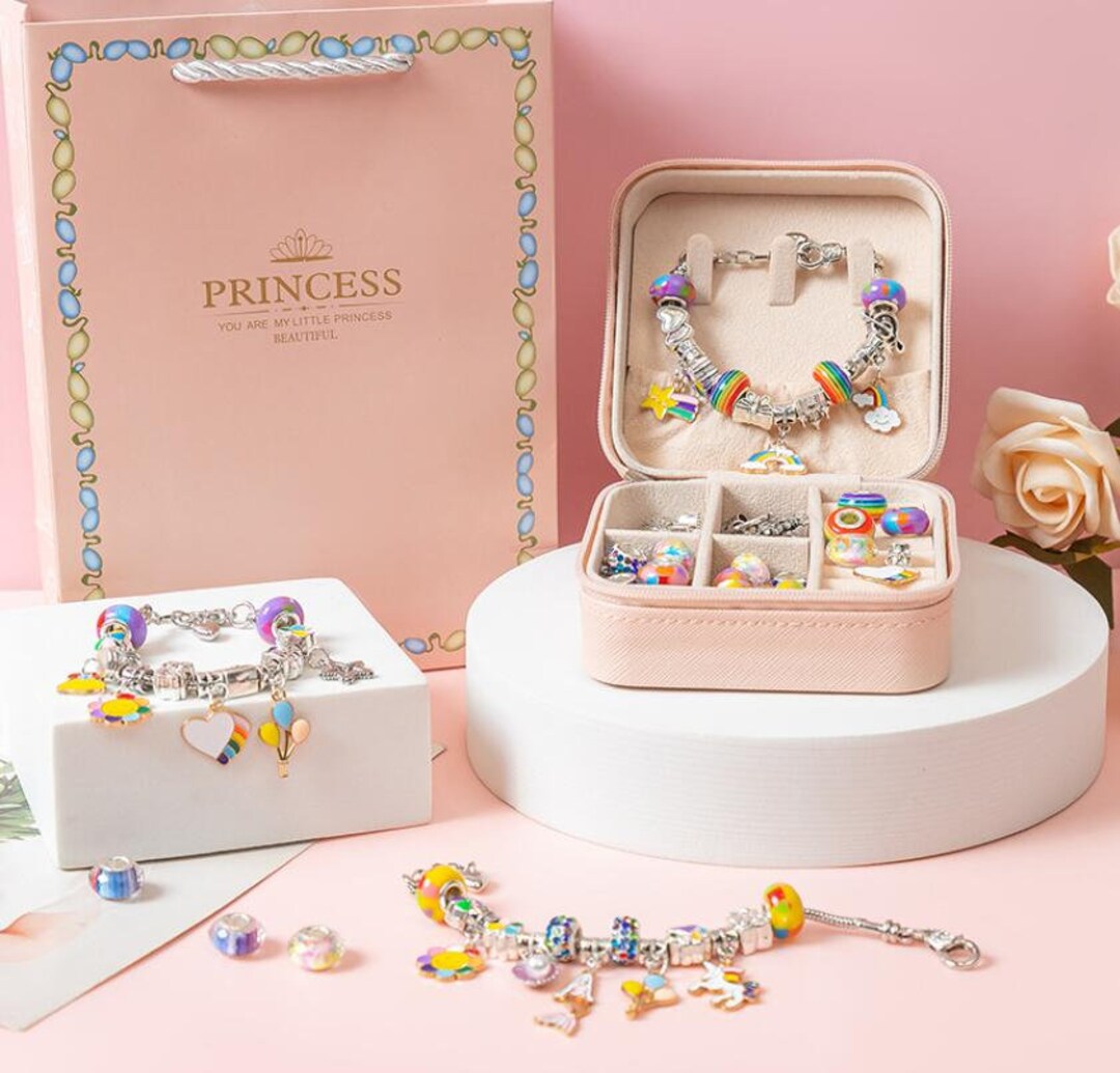 Set of Children's DIY Bracelet Handmade Jewelry, Crystal DIY Charm Gift Set, Girls DIY Bracelet ...