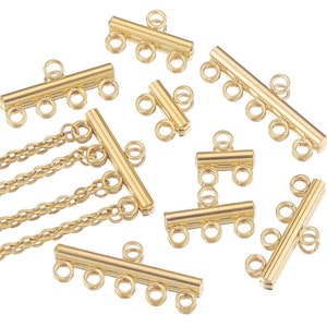 10Pcs Stainless Steel Multi Loop Connector, Necklace Chain Connector Pendant, Barstick with Loops for DIY Jewelry Making