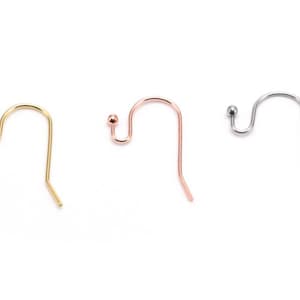 100pcs 20x17mm 316L Stainless Steel Ear Hooks, Ball End Earring Hook, Gold Ear Hooks, French Ear Wires, Jewlery Findings Supplies