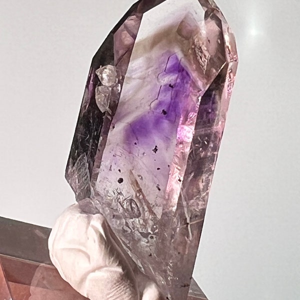 Amazing Goboboseb Channeler Phanton Amethyst Master Quartz with a Window, a Time Link and Analcime Aggregations from Namibia